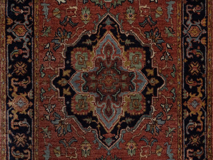 Heriz Heriz hand-knotted wool runner in Red & Midnight Blue, 2'6" x 12' — SKU O092450 (view 5)