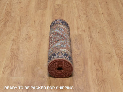 Heriz Heriz hand-knotted wool runner in Red & Midnight Blue, 2'6" x 12' — SKU O092450 (view 6)