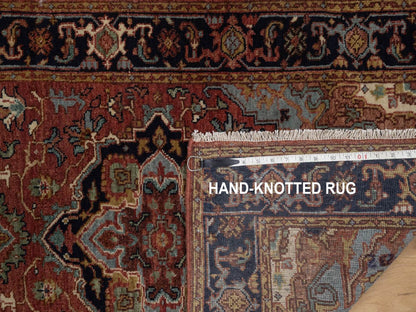 Heriz Heriz hand-knotted wool runner in Red & Midnight Blue, 2'6" x 12' — SKU O092450 (view 8)