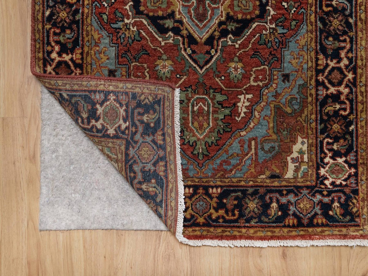 Heriz Heriz hand-knotted wool runner in Red & Midnight Blue, 2'6" x 16' — SKU O092451 (view 3)