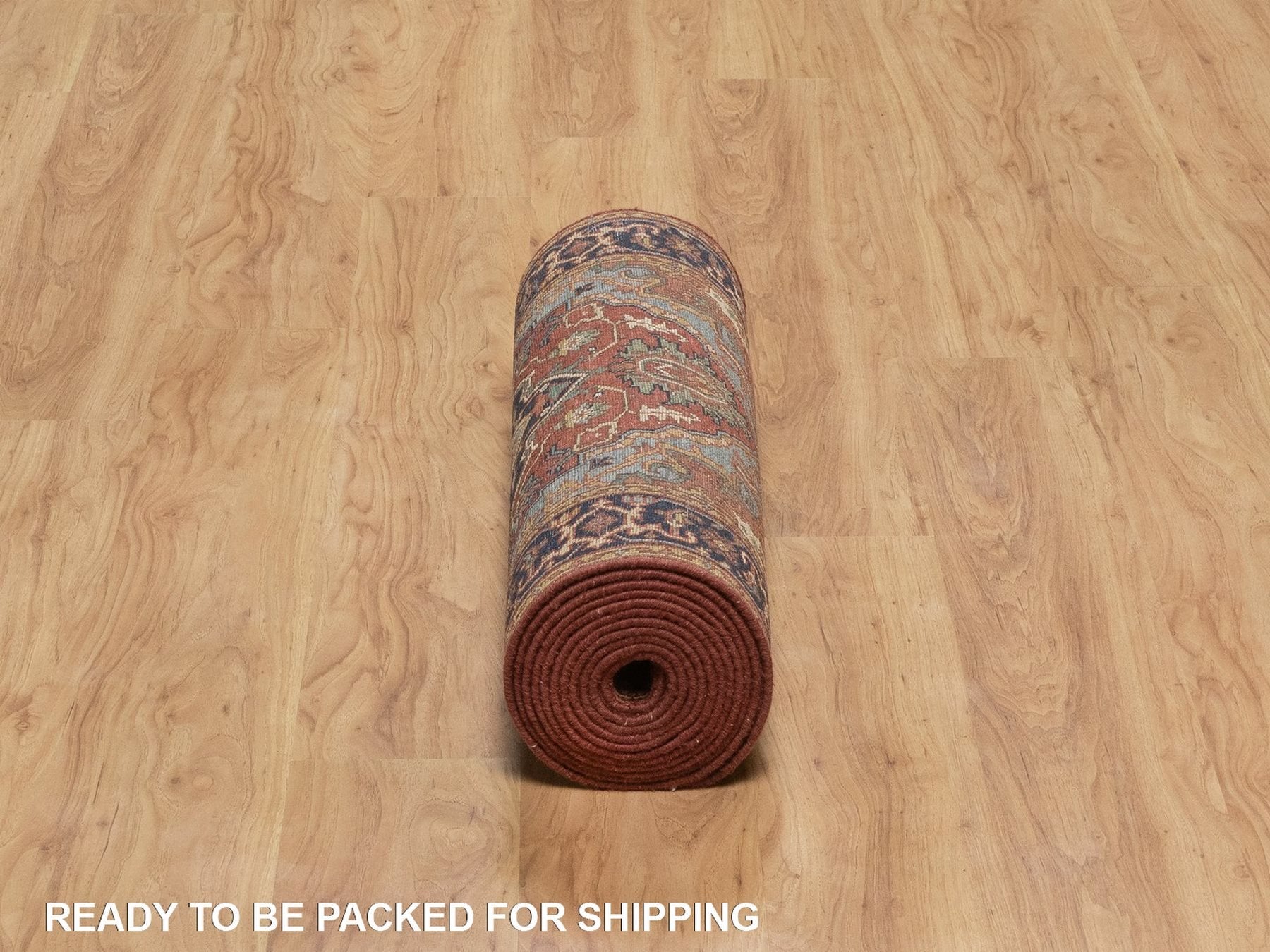 Heriz Heriz hand-knotted wool runner in Red & Midnight Blue, 2'6" x 16' — SKU O092451 (view 6)