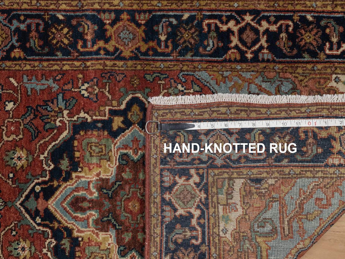 Heriz Heriz hand-knotted wool runner in Red & Midnight Blue, 2'6" x 16' — SKU O092451 (view 8)