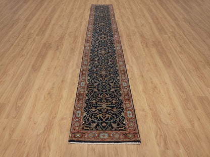 Blue 2'6" x 16'0" Heriz Hand knotted Wool Rug - Sku: O092452