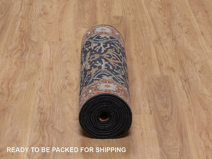 Blue 2'6" x 16'0" Heriz Hand knotted Wool Rug - Sku: O092452