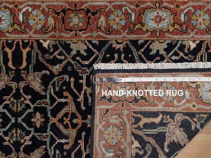 Blue 2'6" x 16'0" Heriz Hand knotted Wool Rug - Sku: O092452