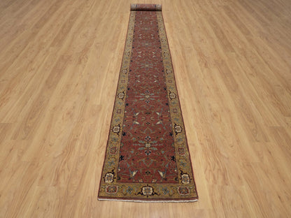 Heriz Heriz hand-knotted wool runner in Red & Gold, 2'8" x 22'1" — SKU O092453 (view 2)