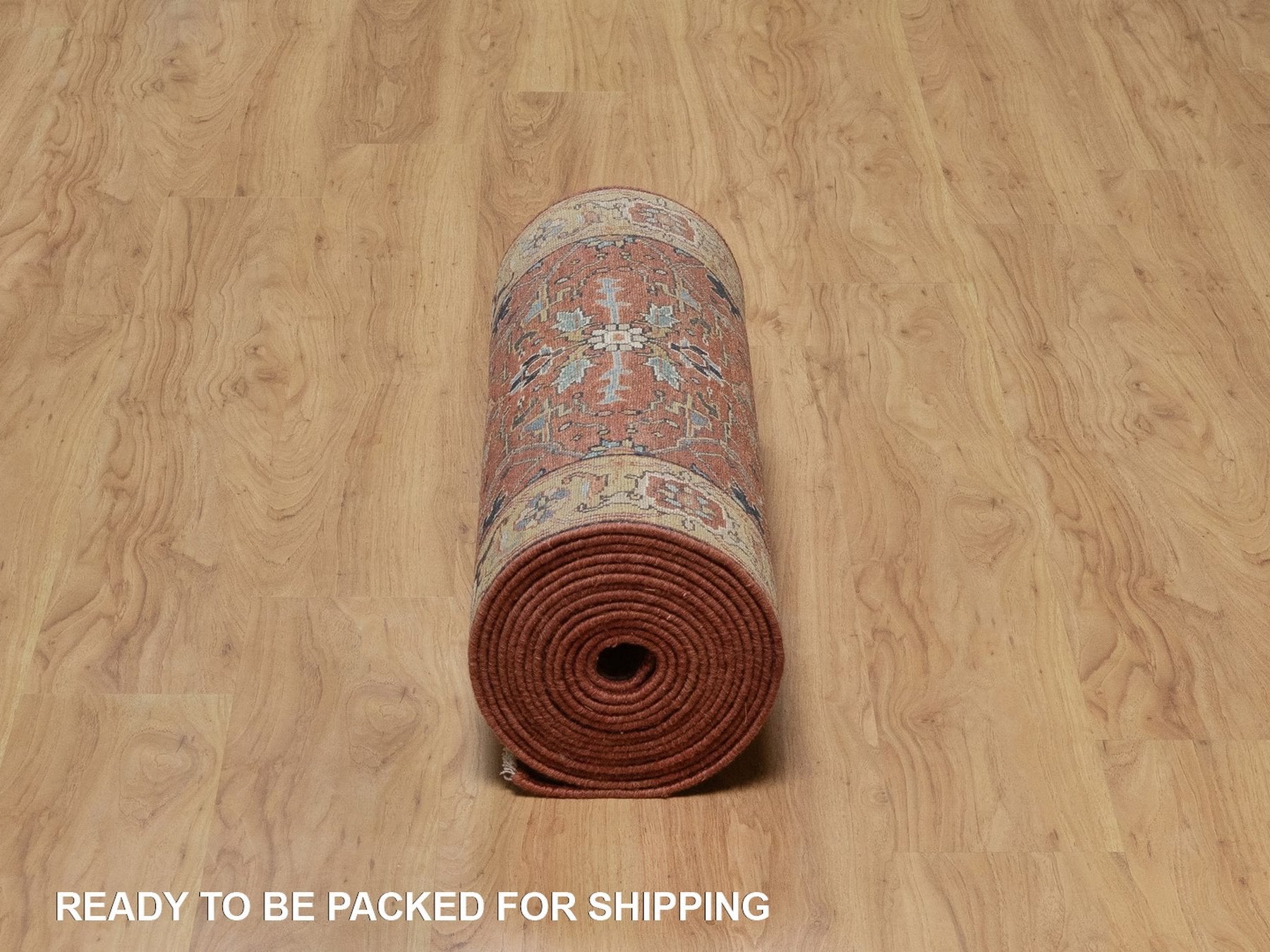 Heriz Heriz hand-knotted wool runner in Red & Gold, 2'8" x 22'1" — SKU O092453 (view 6)