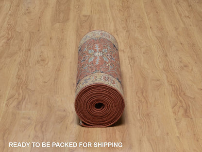 Heriz Heriz hand-knotted wool runner in Red & Gold, 2'8" x 22'1" — SKU O092453 (view 6)