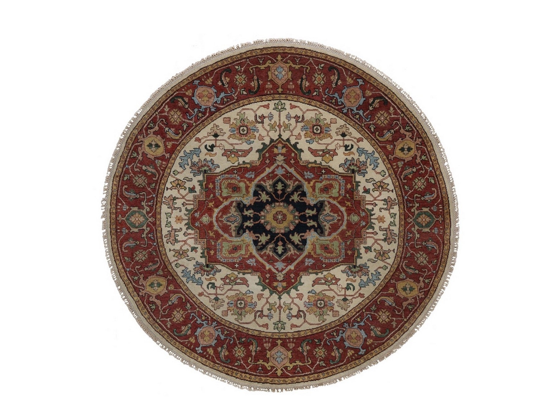 Heriz Heriz hand-knotted wool rug in Ivory & Red, 5'10" x 10'10" — SKU O092454
