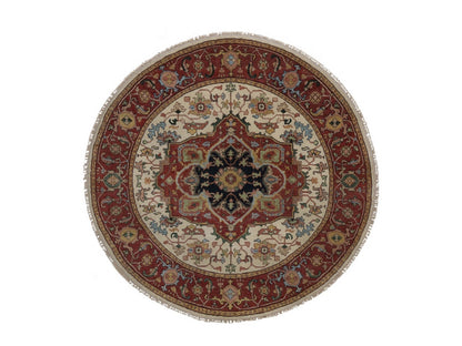 Heriz Heriz hand-knotted wool rug in Ivory & Red, 5'10" x 10'10" — SKU O092454