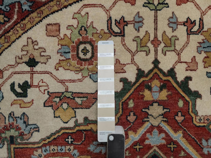 Heriz Heriz hand-knotted wool rug in Ivory & Red, 5'10" x 10'10" — SKU O092454 (view 4)