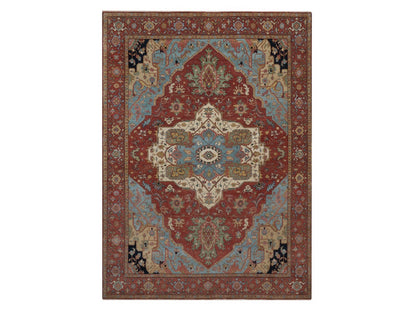 Red 8'10" x 12'1" Heriz Hand knotted Wool Rug - Sku: O092456