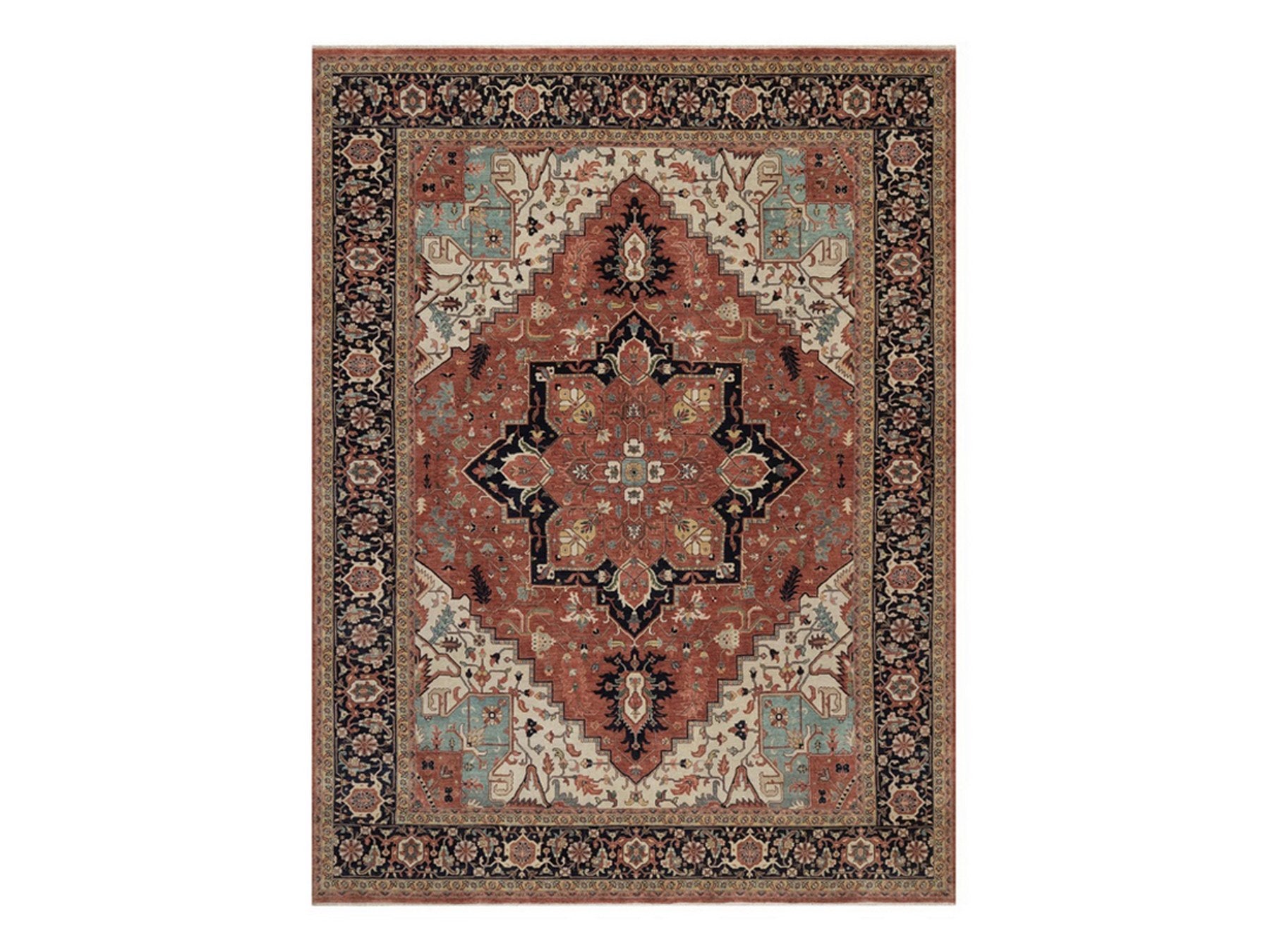 Red 9'1" x 12'1" Heriz Hand knotted Wool Rug - Sku: O092458