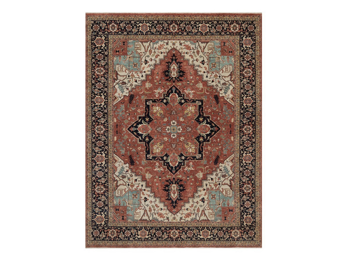 Heriz Heriz hand-knotted wool rug in Red & Midnight Blue, 9'1" x 12'1" — SKU O092458