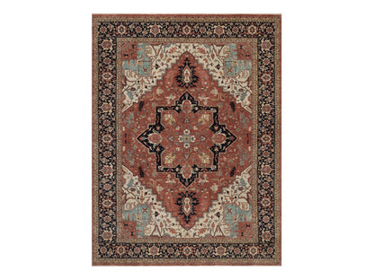 Heriz Heriz hand-knotted wool rug in Red & Midnight Blue, 9'1" x 12'1" — SKU O092458