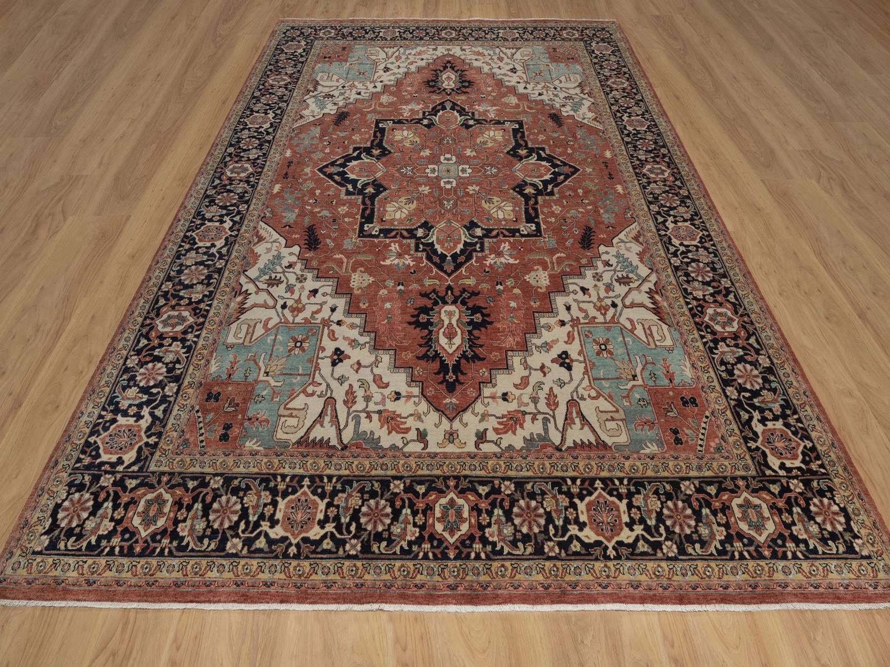 Heriz Heriz hand-knotted wool rug in Red & Midnight Blue, 9'1" x 12'1" — SKU O092458 (view 2)