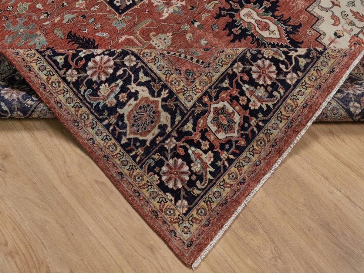 Heriz Heriz hand-knotted wool rug in Red & Midnight Blue, 9'1" x 12'1" — SKU O092458 (view 6)