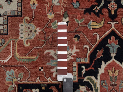 Heriz Heriz hand-knotted wool rug in Red & Midnight Blue, 9'1" x 12'1" — SKU O092458 (view 7)
