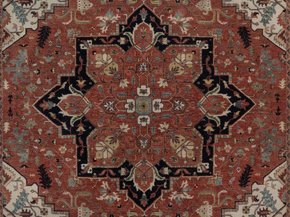 Heriz Heriz hand-knotted wool rug in Red & Midnight Blue, 9'1" x 12'1" — SKU O092458 (view 8)