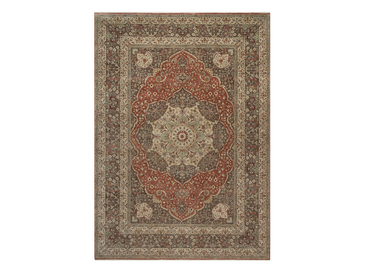 Tabriz Fine Oriental hand-knotted wool rug in Red & Brown, 10' x 14'1" — SKU O092459