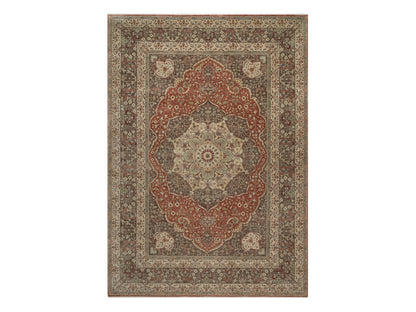 Tabriz Fine Oriental hand-knotted wool rug in Red & Brown, 10' x 14'1" — SKU O092459