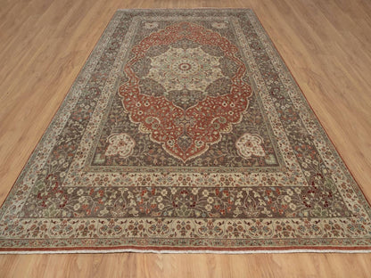 Tabriz Fine Oriental hand-knotted wool rug in Red & Brown, 10' x 14'1" — SKU O092459 (view 2)