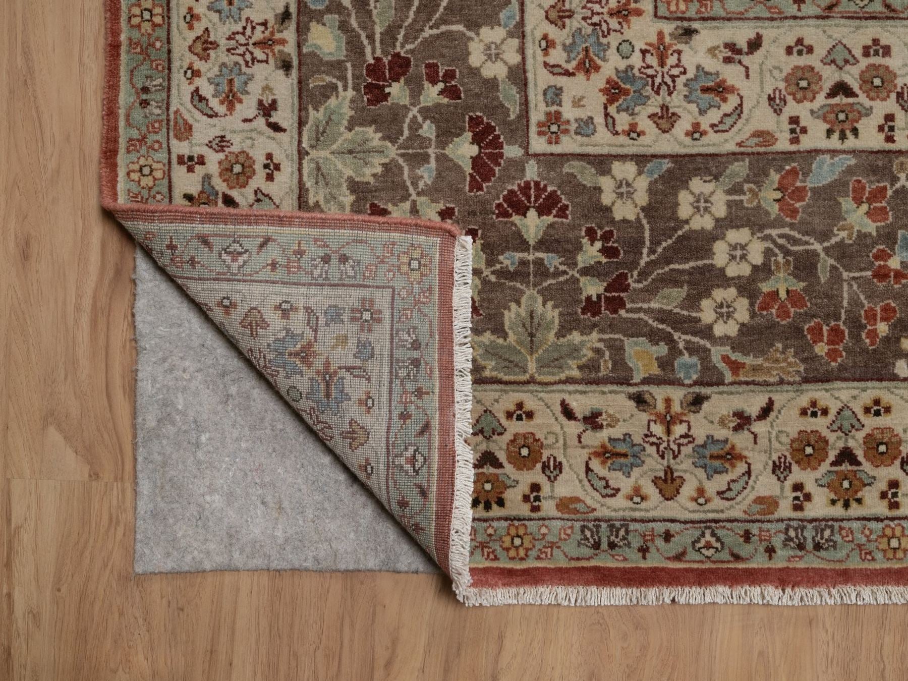 Tabriz Fine Oriental hand-knotted wool rug in Red & Brown, 10' x 14'1" — SKU O092459 (view 4)
