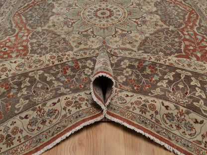 Tabriz Fine Oriental hand-knotted wool rug in Red & Brown, 10' x 14'1" — SKU O092459 (view 5)