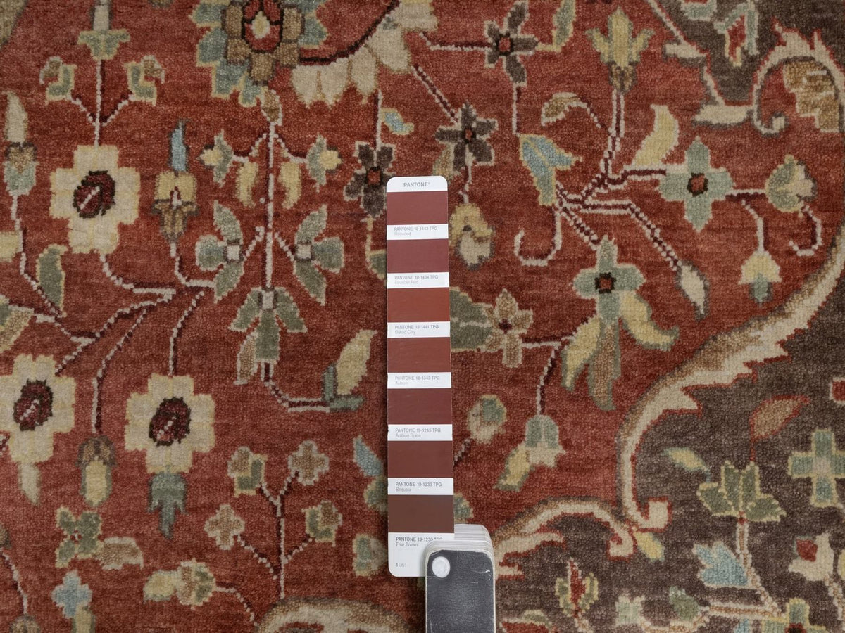 Tabriz Fine Oriental hand-knotted wool rug in Red & Brown, 10' x 14'1" — SKU O092459 (view 7)