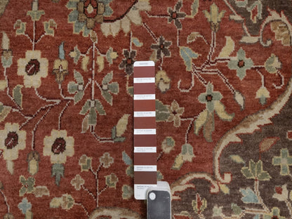 Tabriz Fine Oriental hand-knotted wool rug in Red & Brown, 10' x 14'1" — SKU O092459 (view 7)