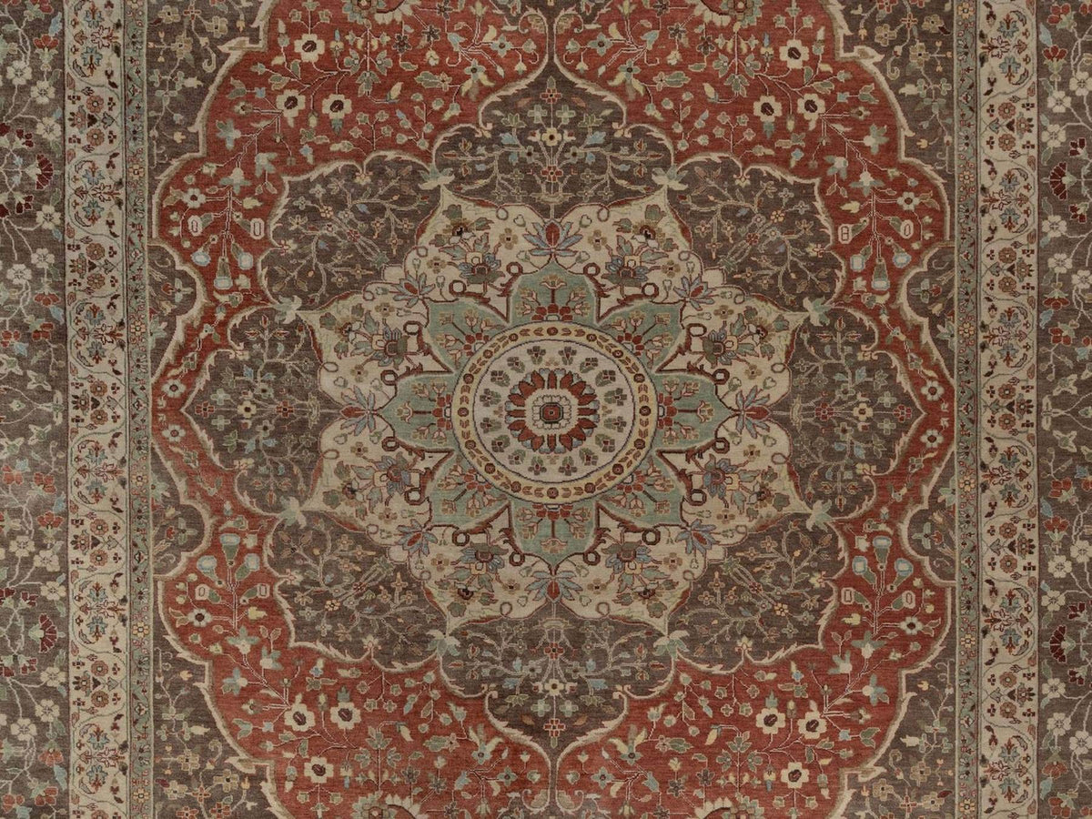 Tabriz Fine Oriental hand-knotted wool rug in Red & Brown, 10' x 14'1" — SKU O092459 (view 8)