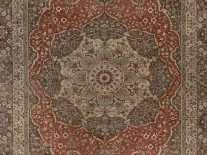 Tabriz Fine Oriental hand-knotted wool rug in Red & Brown, 10' x 14'1" — SKU O092459 (view 8)