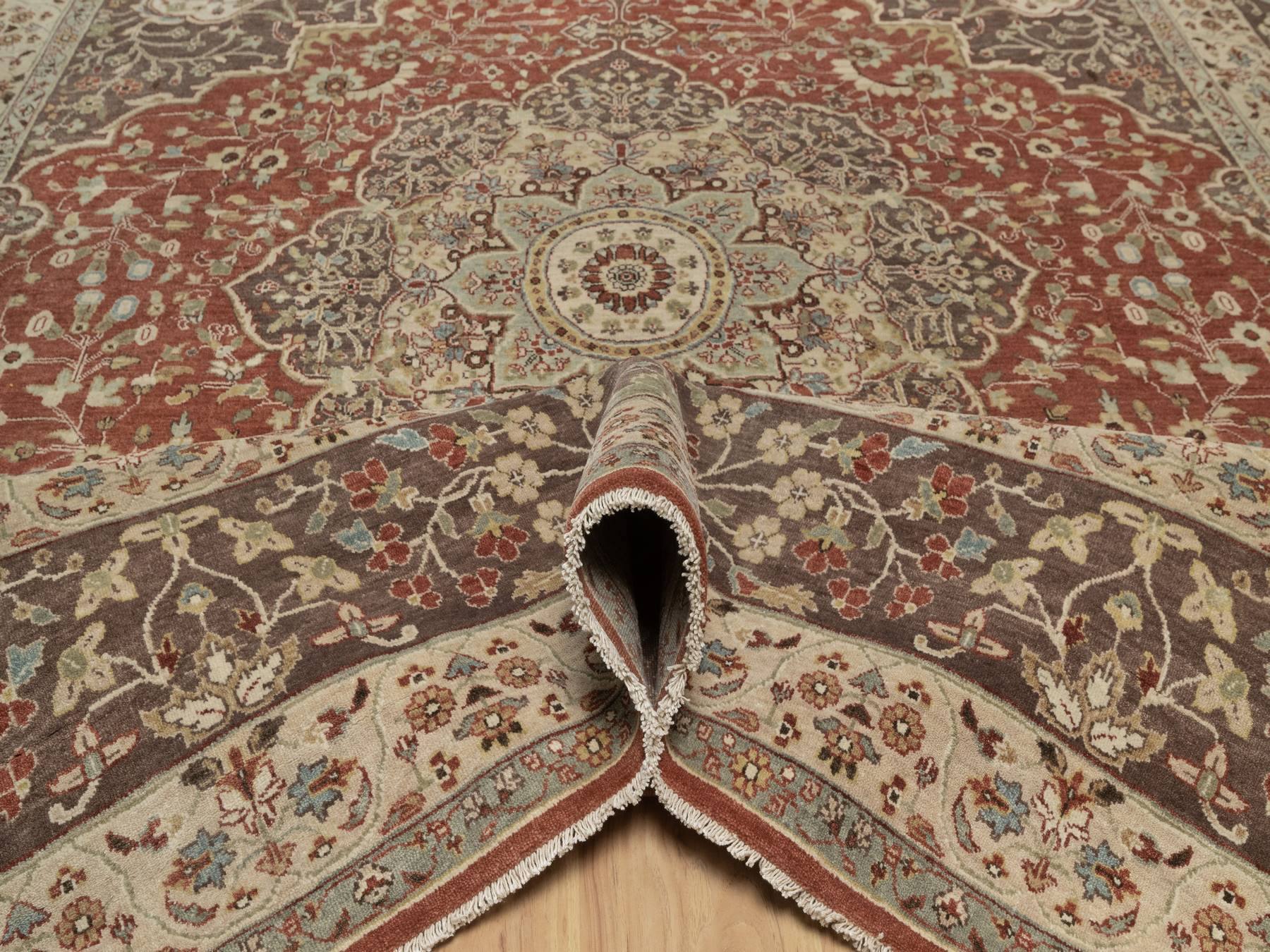 Tabriz Fine Oriental hand-knotted wool rug in Red & Brown, 9'11" x 10'4" — SKU O092460 (view 5)