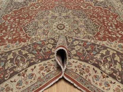 Tabriz Fine Oriental hand-knotted wool rug in Red & Brown, 9'11" x 10'4" — SKU O092460 (view 5)