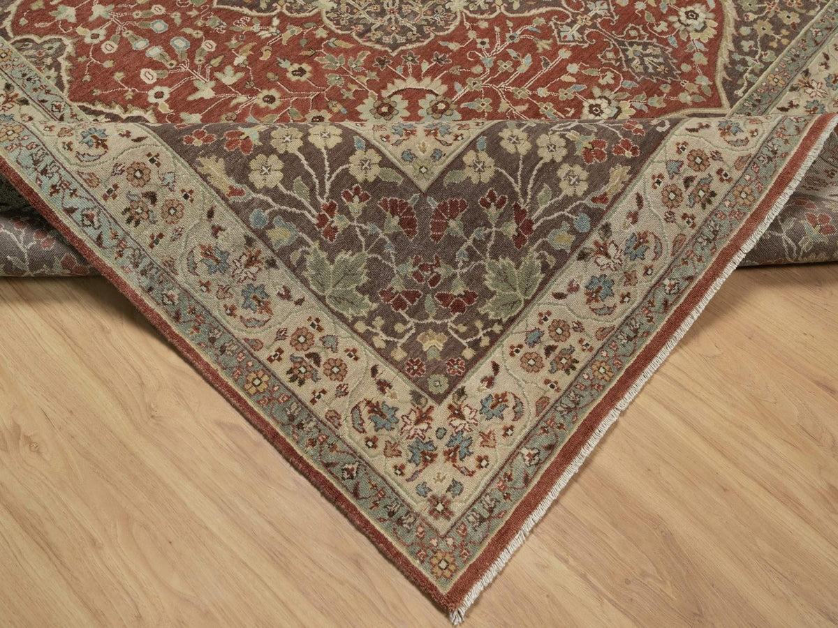 Tabriz Fine Oriental hand-knotted wool rug in Red & Brown, 9'11" x 10'4" — SKU O092460 (view 6)