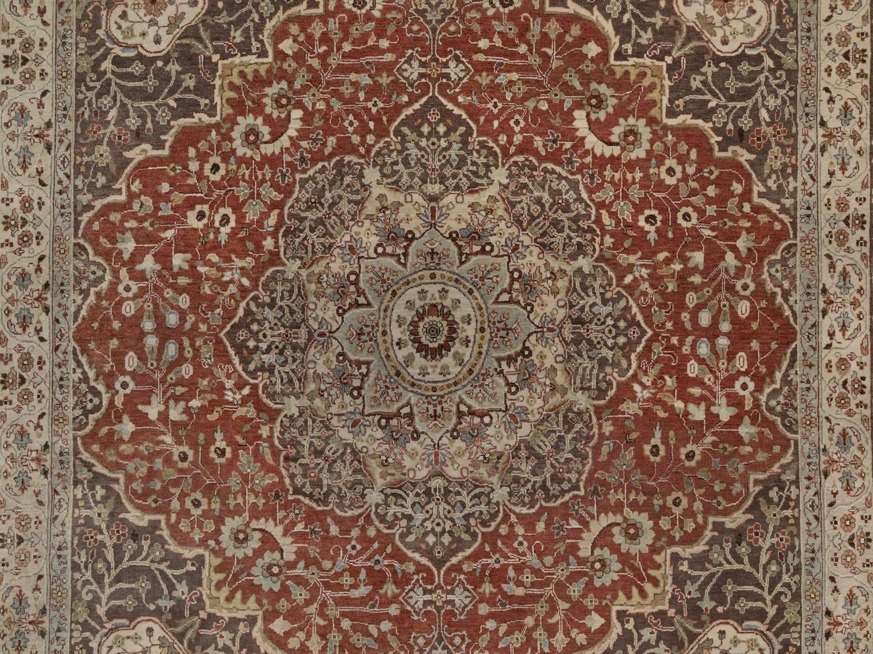 Tabriz Fine Oriental hand-knotted wool rug in Red & Brown, 9'11" x 10'4" — SKU O092460 (view 8)