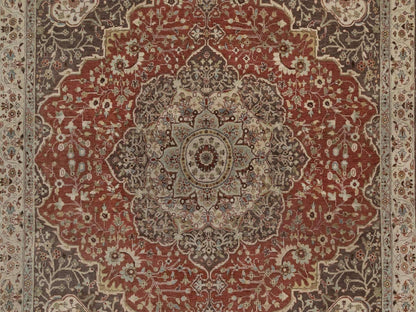 Tabriz Fine Oriental hand-knotted wool rug in Red & Brown, 9'11" x 10'4" — SKU O092460 (view 8)
