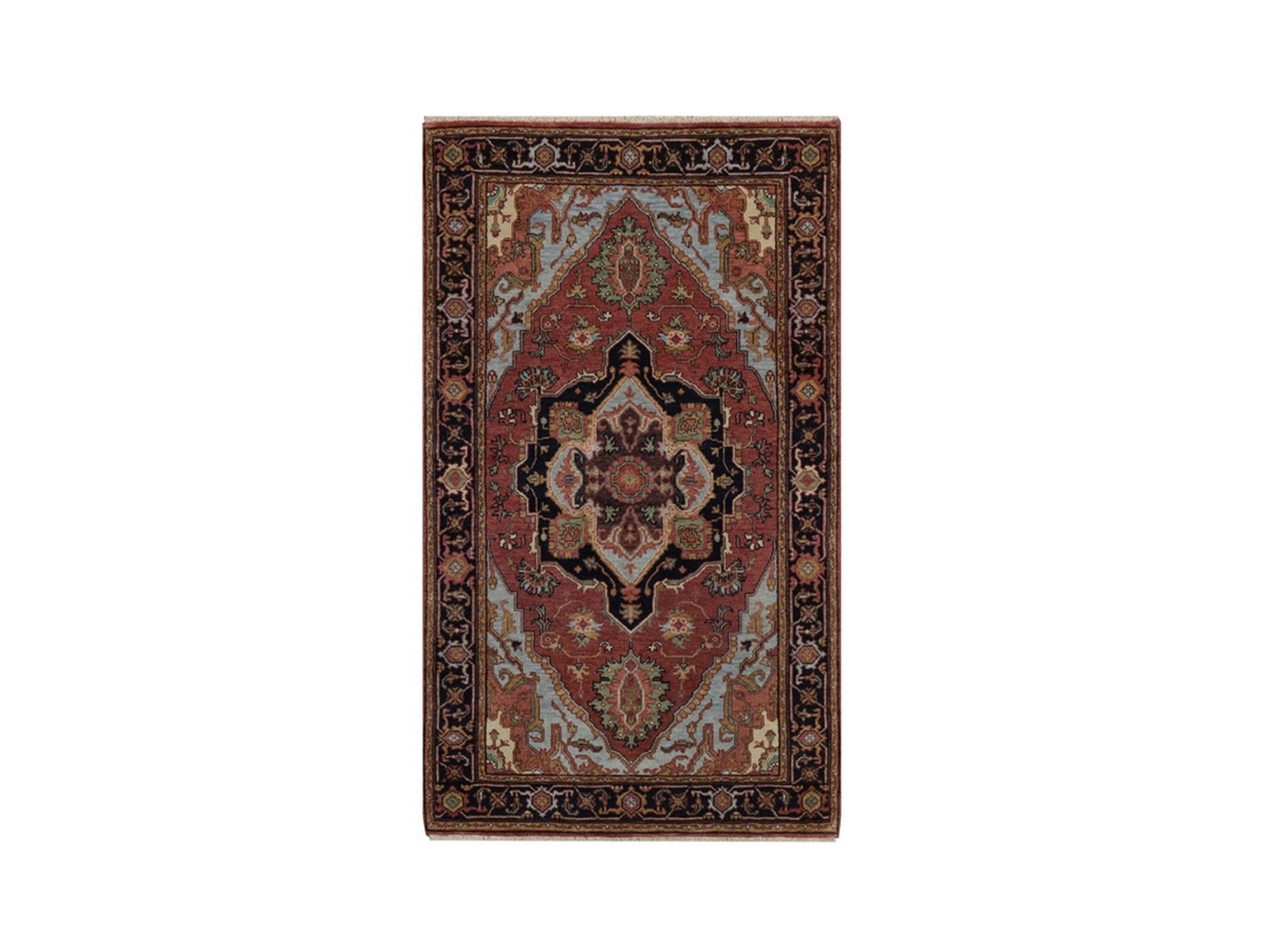 Heriz Heriz hand-knotted wool rug in Red & Midnight Blue, 3' x 5'3" — SKU O092461