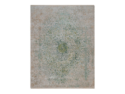 Green 11'10" x 15'1" Modern and Contemporary Hand knotted Wool/Silk Rug - Sku: O092462