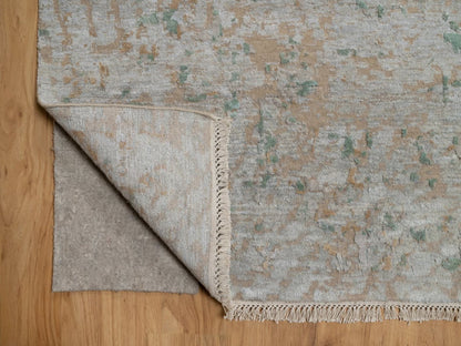Green 11'10" x 15'1" Modern and Contemporary Hand knotted Wool/Silk Rug - Sku: O092462