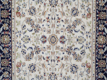 Nain Fine Oriental hand-knotted wool/silk rug in Ivory & Midnight Blue, 3'1" x 5'2" — SKU O092464 (view 5)