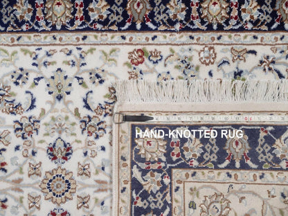 Nain Fine Oriental hand-knotted wool/silk rug in Ivory & Midnight Blue, 3'1" x 5'2" — SKU O092464 (view 8)