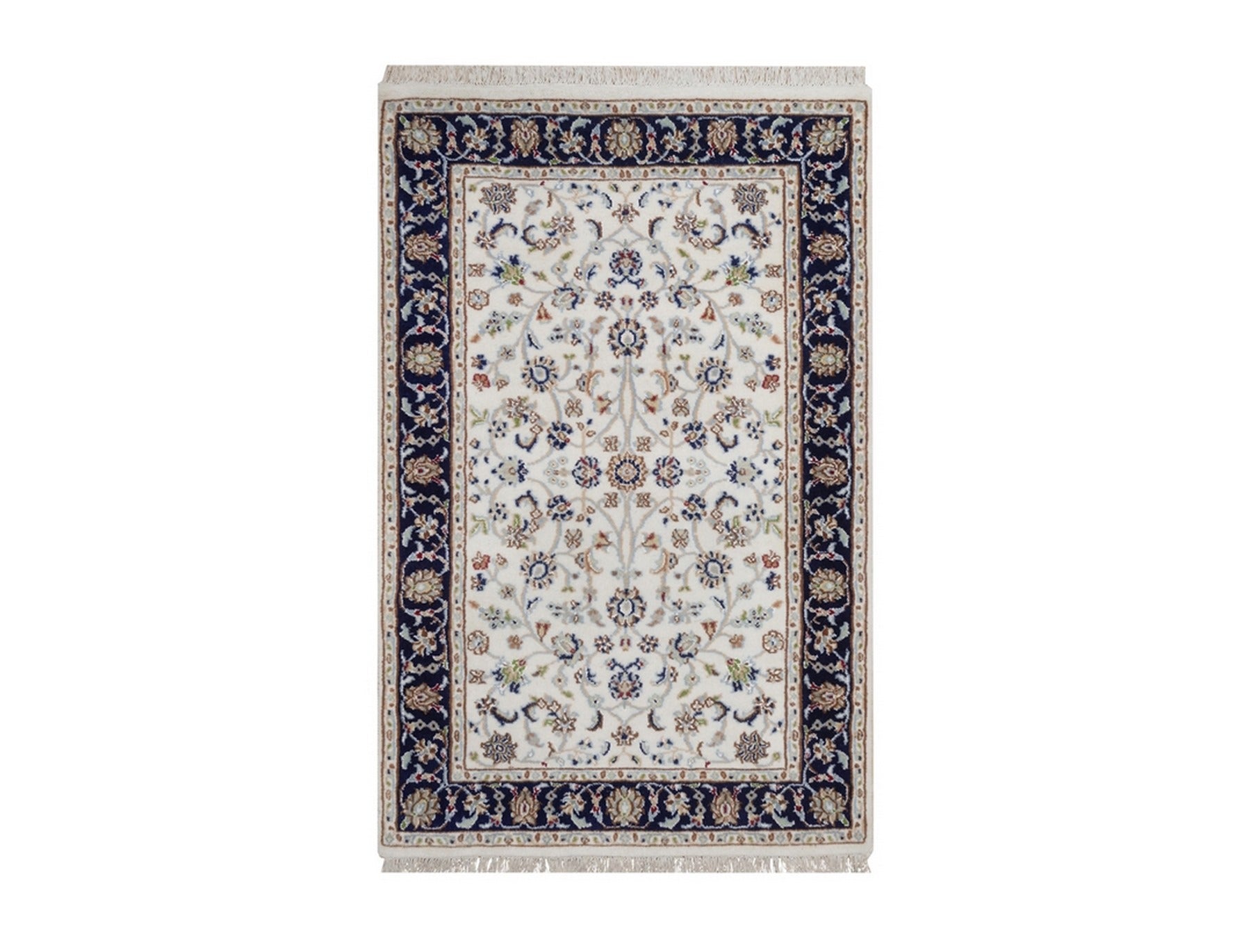 Ivory 2'8" x 4'2" Fine Oriental Hand knotted Wool/Silk Rug - Sku: O092465