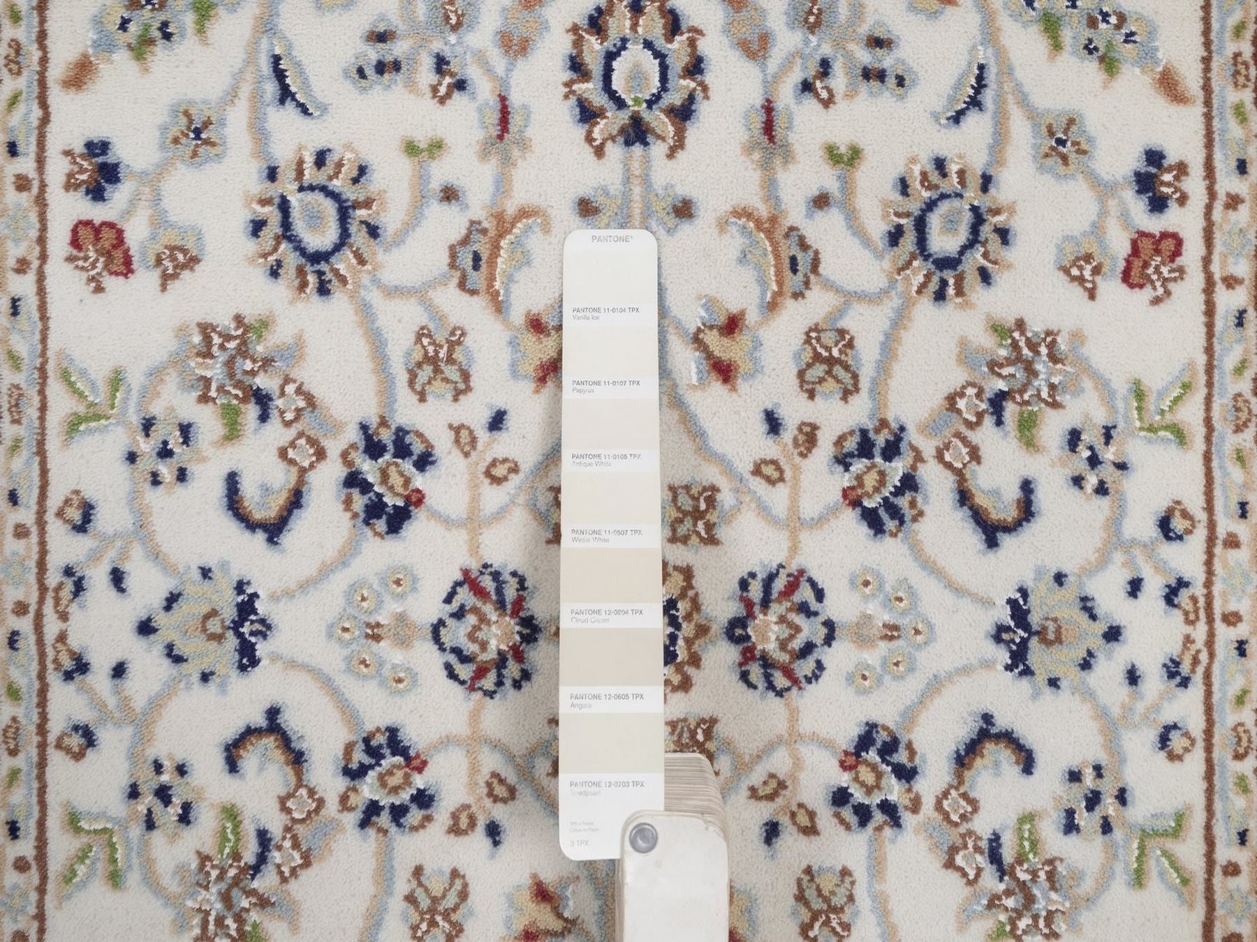 Nain Fine Oriental hand-knotted wool/silk rug in Ivory & Midnight Blue, 2'8" x 4'2" — SKU O092465 (view 4)