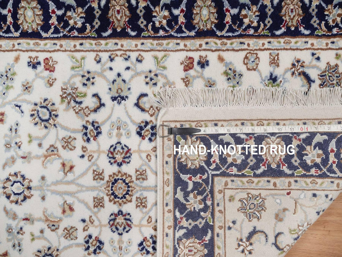 Nain Fine Oriental hand-knotted wool/silk rug in Ivory & Midnight Blue, 2'8" x 4'2" — SKU O092465 (view 8)