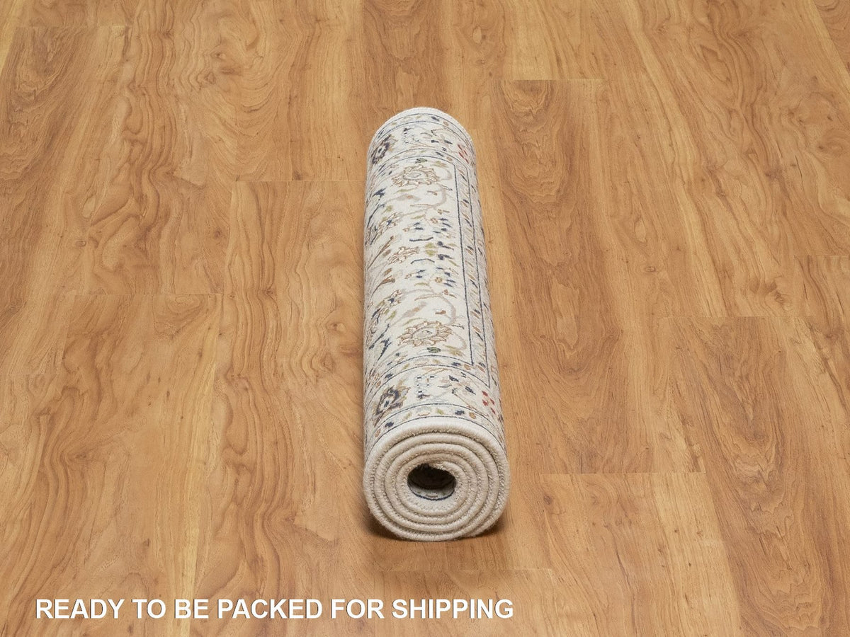 Nain Fine Oriental hand-knotted wool/silk rug in Ivory, 3' x 5'2" — SKU O092467 (view 6)