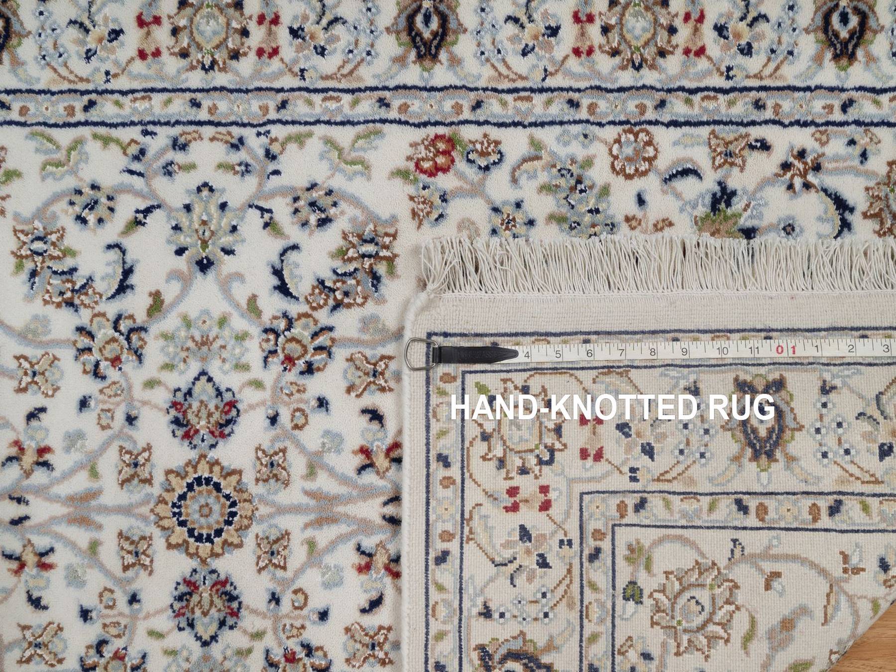 Nain Fine Oriental hand-knotted wool/silk rug in Ivory, 3' x 5'2" — SKU O092467 (view 8)