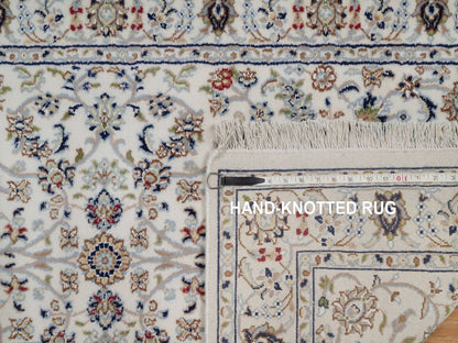 Nain Fine Oriental hand-knotted wool/silk rug in Ivory, 3' x 5'2" — SKU O092467 (view 8)