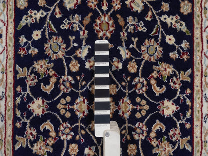 Blue 2'9" x 4'1" Fine Oriental Hand knotted Wool/Silk Rug - Sku: O092468