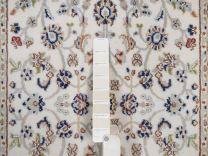 Nain Fine Oriental hand-knotted wool/silk rug in Ivory & Midnight Blue, 2'8" x 4'2" — SKU O092469 (view 4)
